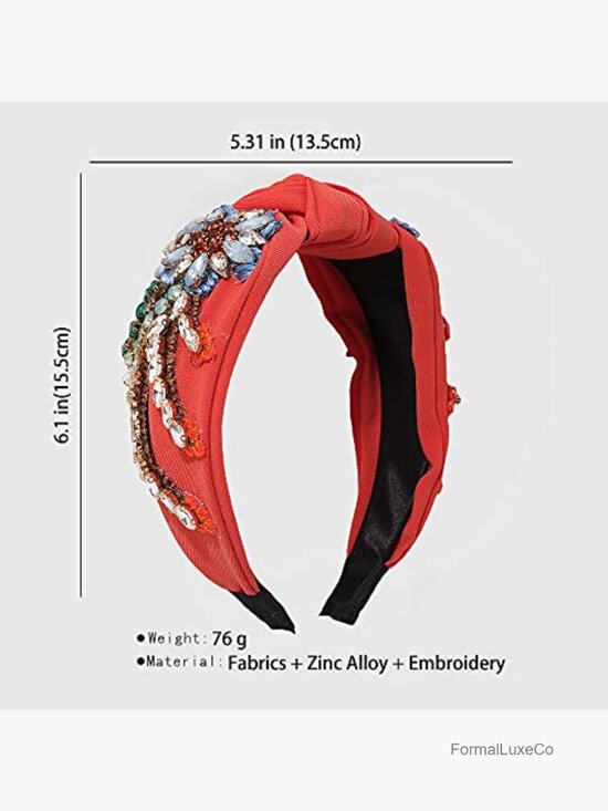 Baroque Rhinestone Crystal Embroidered Headband - Elastic Comfort Fit Hair Hoop main image 4